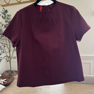 SPANX Rich Burgundy Short Sleeve Top